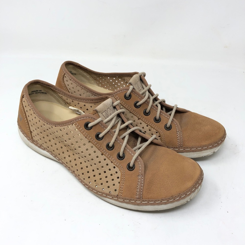 Weinbrenner Womens 39 / 8 Shoes Brown Perforated Leather Lace Up Flats